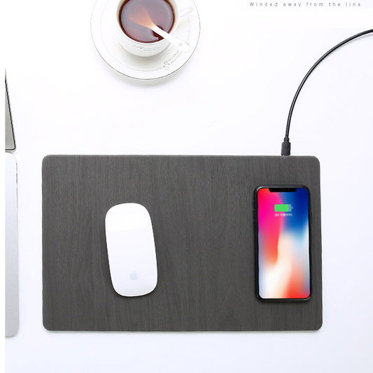 Mousepad with wireless charging station