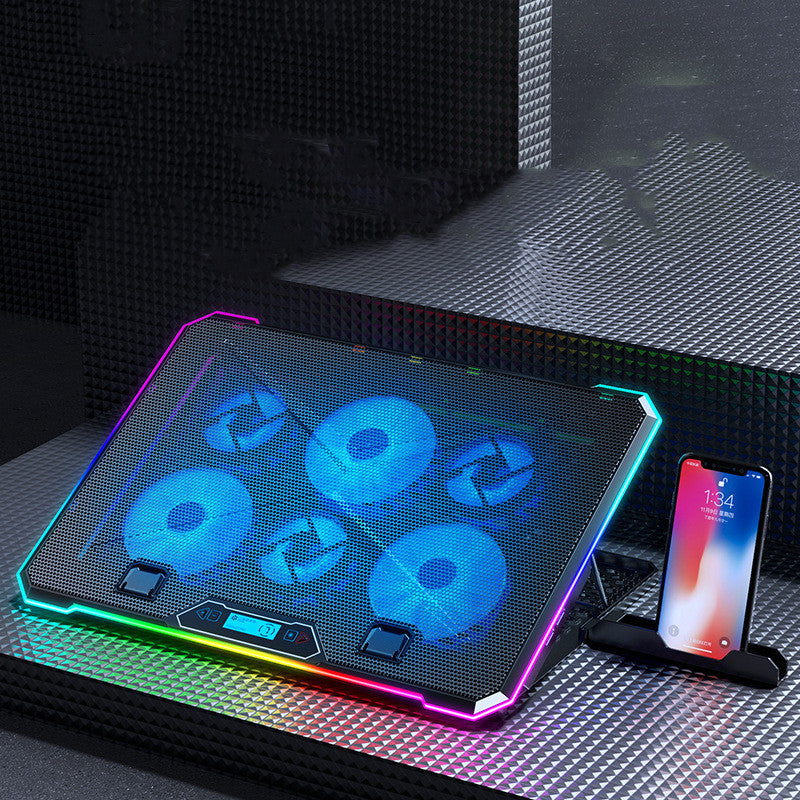 RGB laptop stand with integrated cooling fan